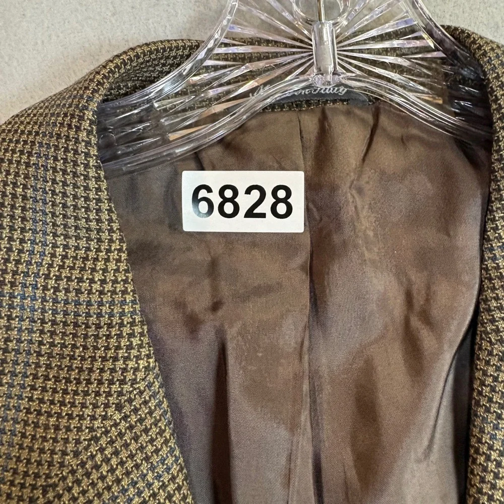 Principe Sport Coat Mens 44L Virgin Wool Houndstooth Brown Made in Italy EUC